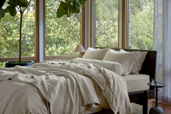 Percale Sheet Set - Bone Stripe F/Q view 4