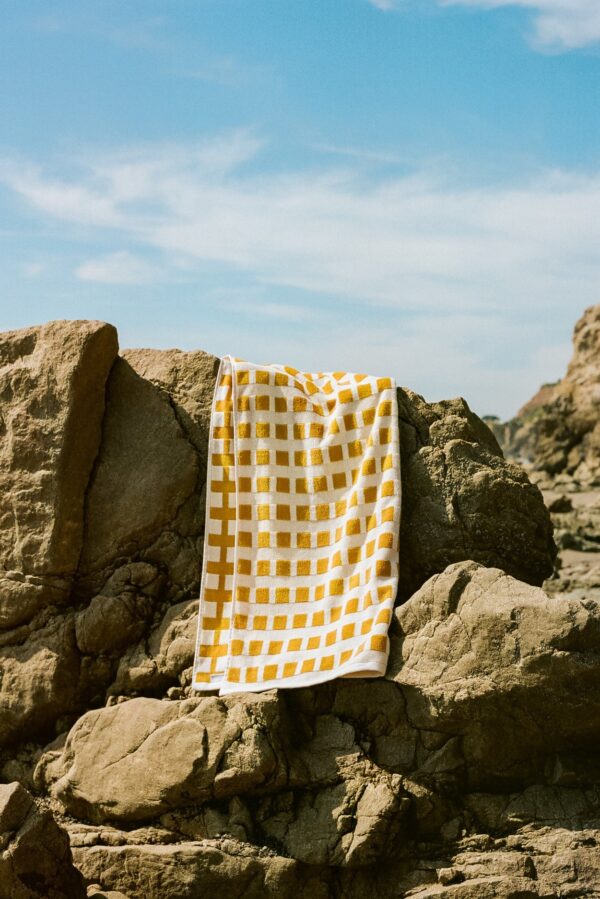 Capri Check Beach Towel (Marigold with Natural) view 5