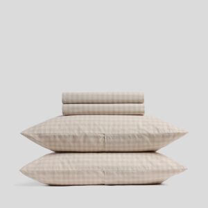 Brushed Cotton Sheet Set - Bone Check F/Q