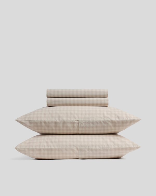 Brushed Cotton Sheet Set - Bone Check F/Q