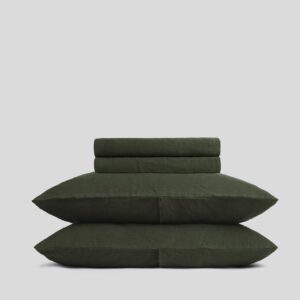 Linen Sheet Set -Evergreen F/Q
