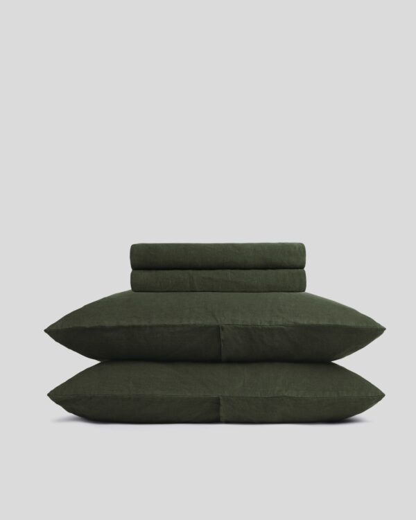 Linen Sheet Set -Evergreen F/Q