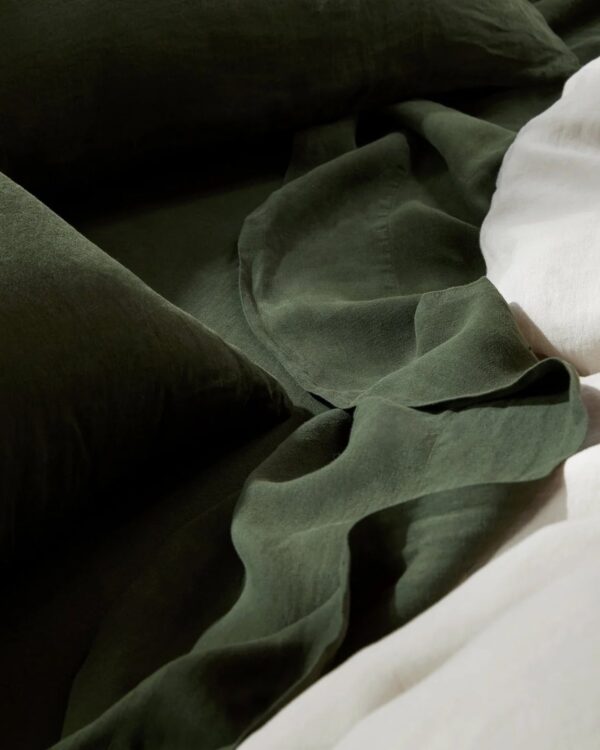 Linen Sheet Set -Evergreen F/Q view 4