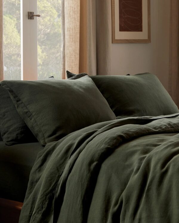 Linen Sheet Set -Evergreen F/Q view 2