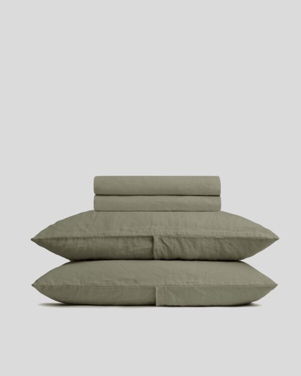 Linen Sheet Set -Moss F/Q