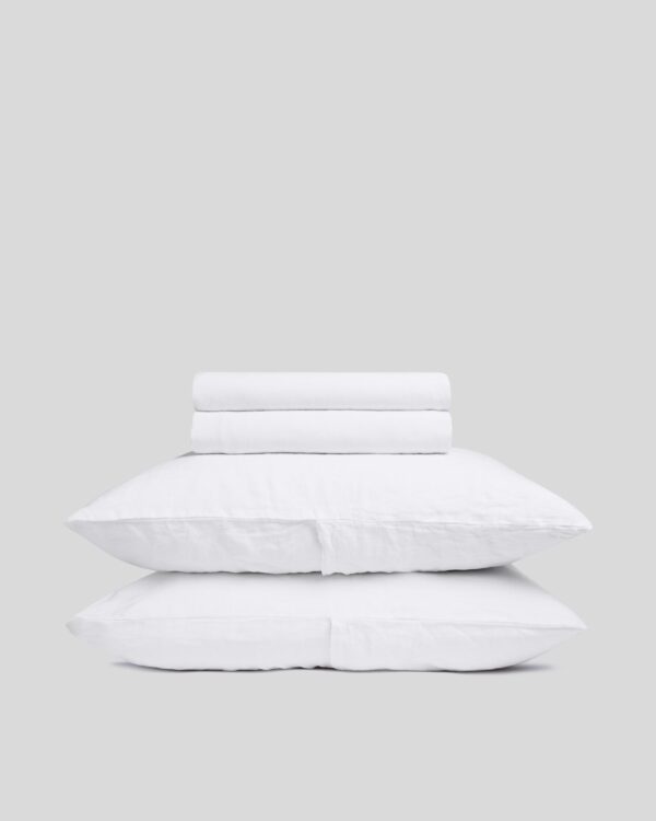 Linen Sheet Set -White F/Q