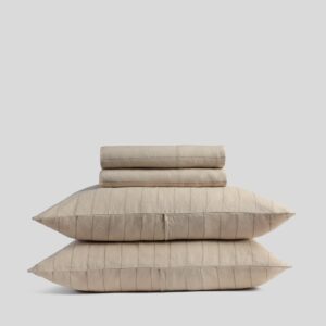 Linen Sheet Set - Bone Stripe F/Q