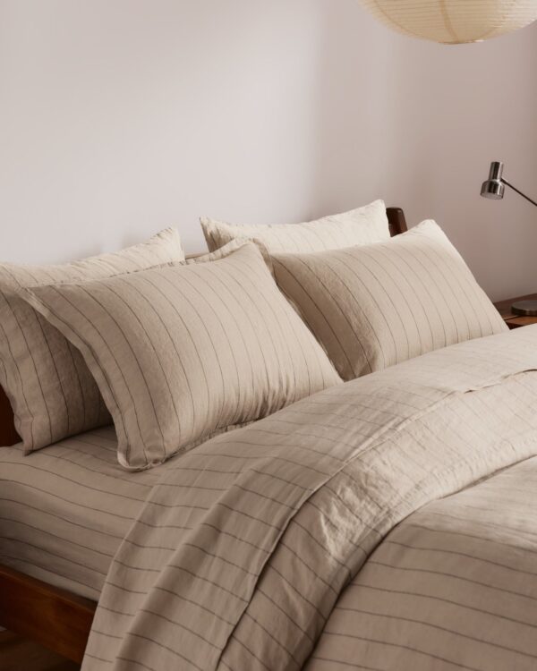 Linen Sheet Set - Bone Stripe F/Q view 2