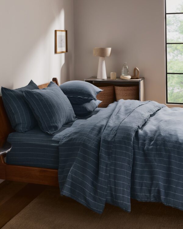 Linen Sheet Set - Dusk Stripe F/Q view 4