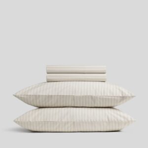 Percale Sheet Set - Bone Stripe F/Q