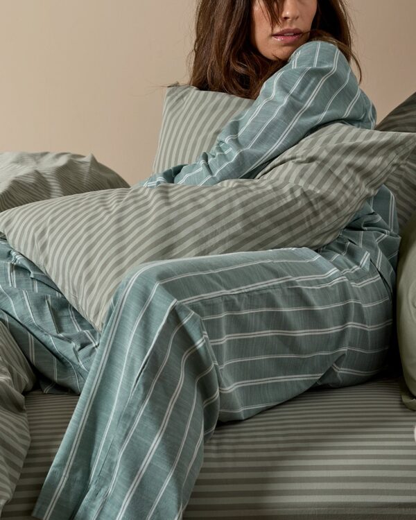 Percale Sheet Set - Moss Stripe F/Q view 4