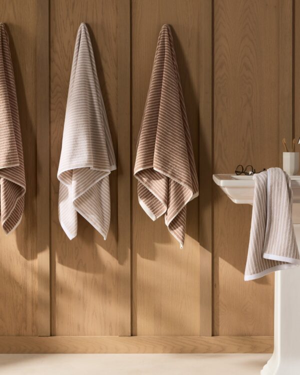 Pinstripe Towels (Bone and White) view 2