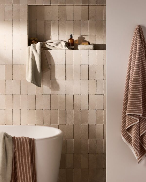 Pinstripe Towels (Adobe and Alabaster) view 4
