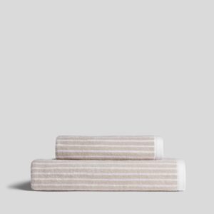 Pinstripe Towels (Bone and White)