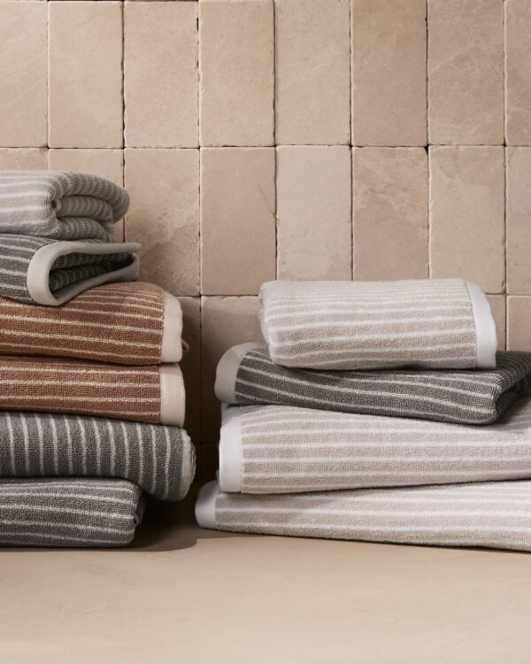 Pinstripe Towels (Bone and White) view 4